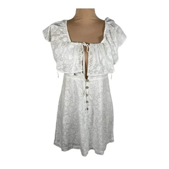 Free People Girl Crush Mini Dress Lace Butterfly Sleeve New with Tags Medium - Picture 6 of 13